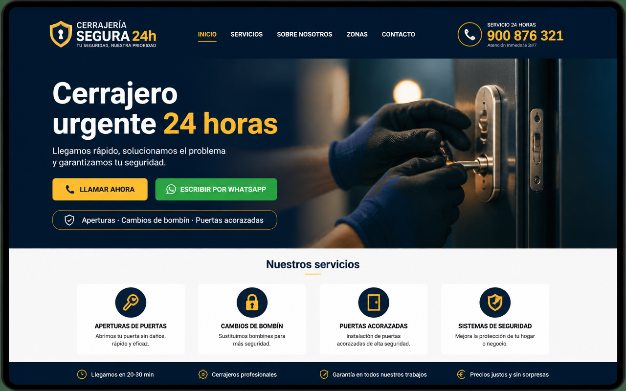 Demo web de Cerrajería Segura 24h